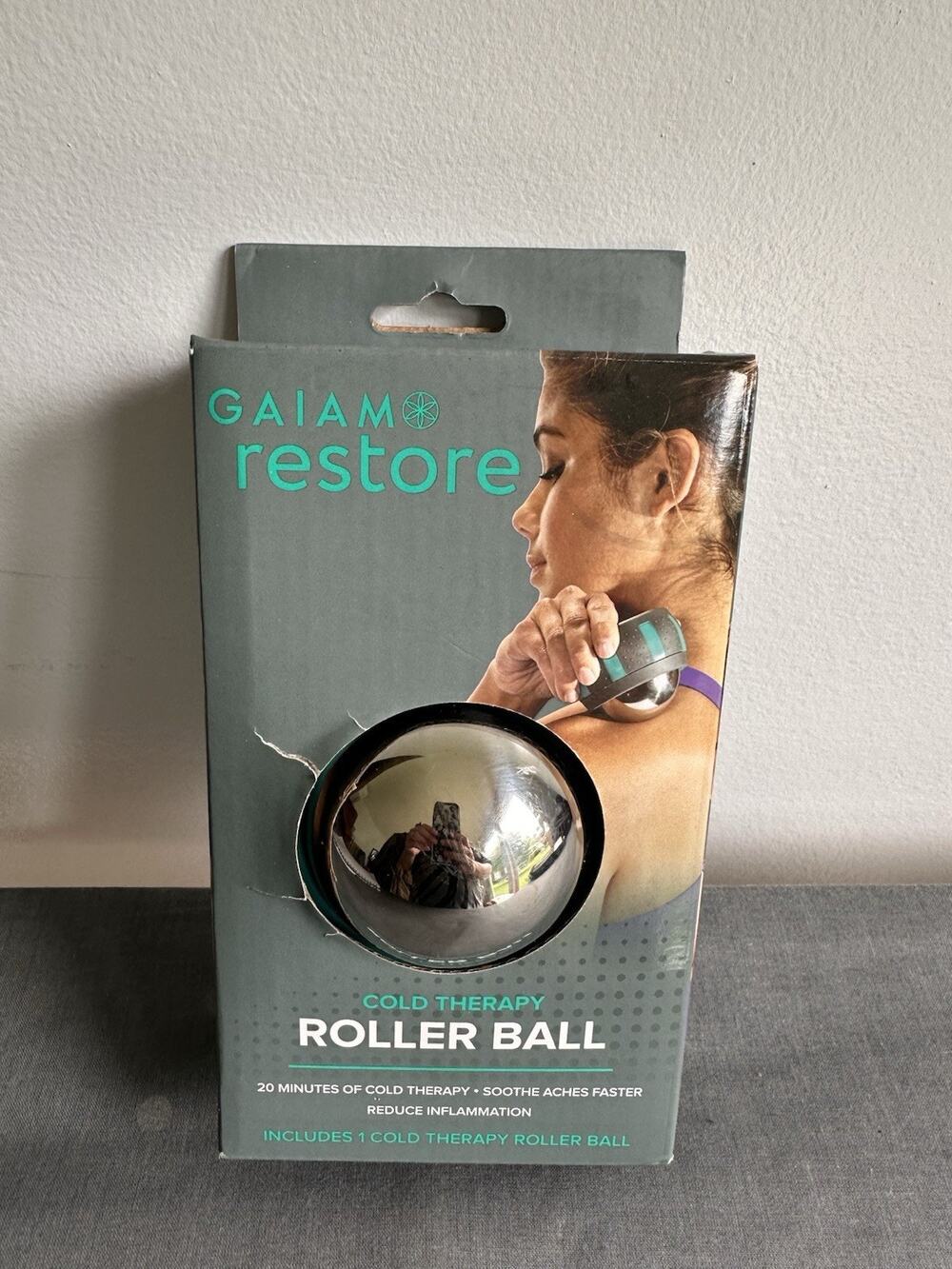 Gaiam Restore Stainless Steel Ergonomic Cold Therapy Massage Roller Ball